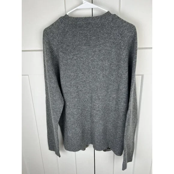 J. Crew Men's 100% Lambs Wool Crewneck Charcoal Grey Pullover Sweater Sz Lg - Picture 4 of 4